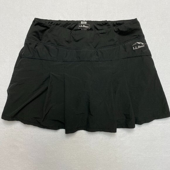 L.L. Bean Skort Skirt Women's M Reg. Black Stretch Pleated Tennis Pull On - Picture 1 of 6